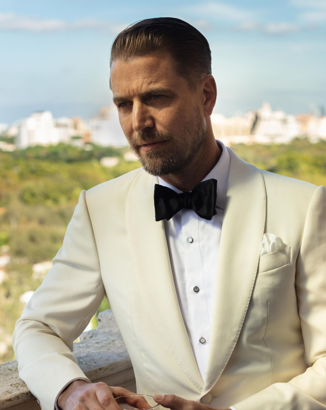 Beige and black tuxedo clearance