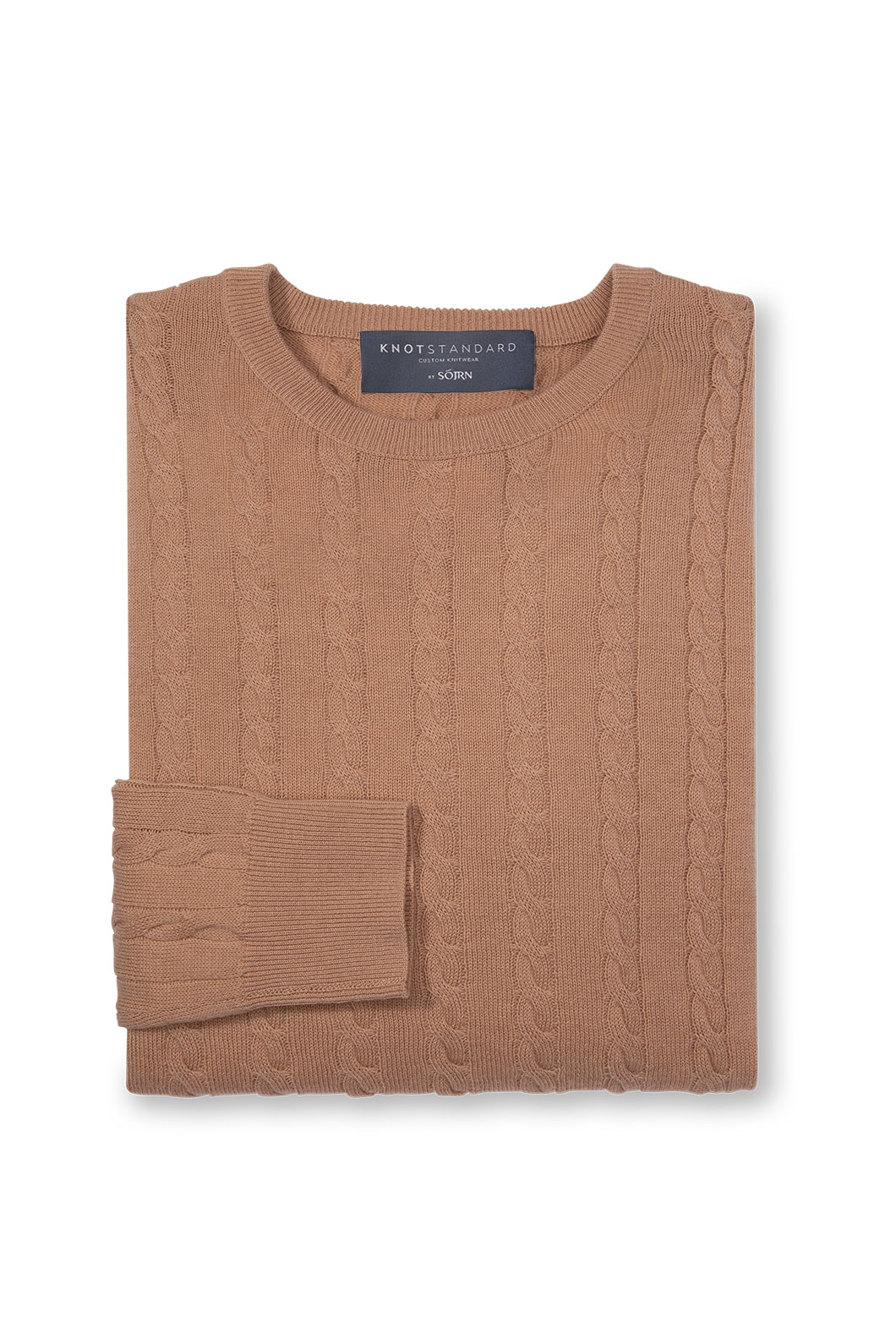 Men's cable knit joggers in camel colour