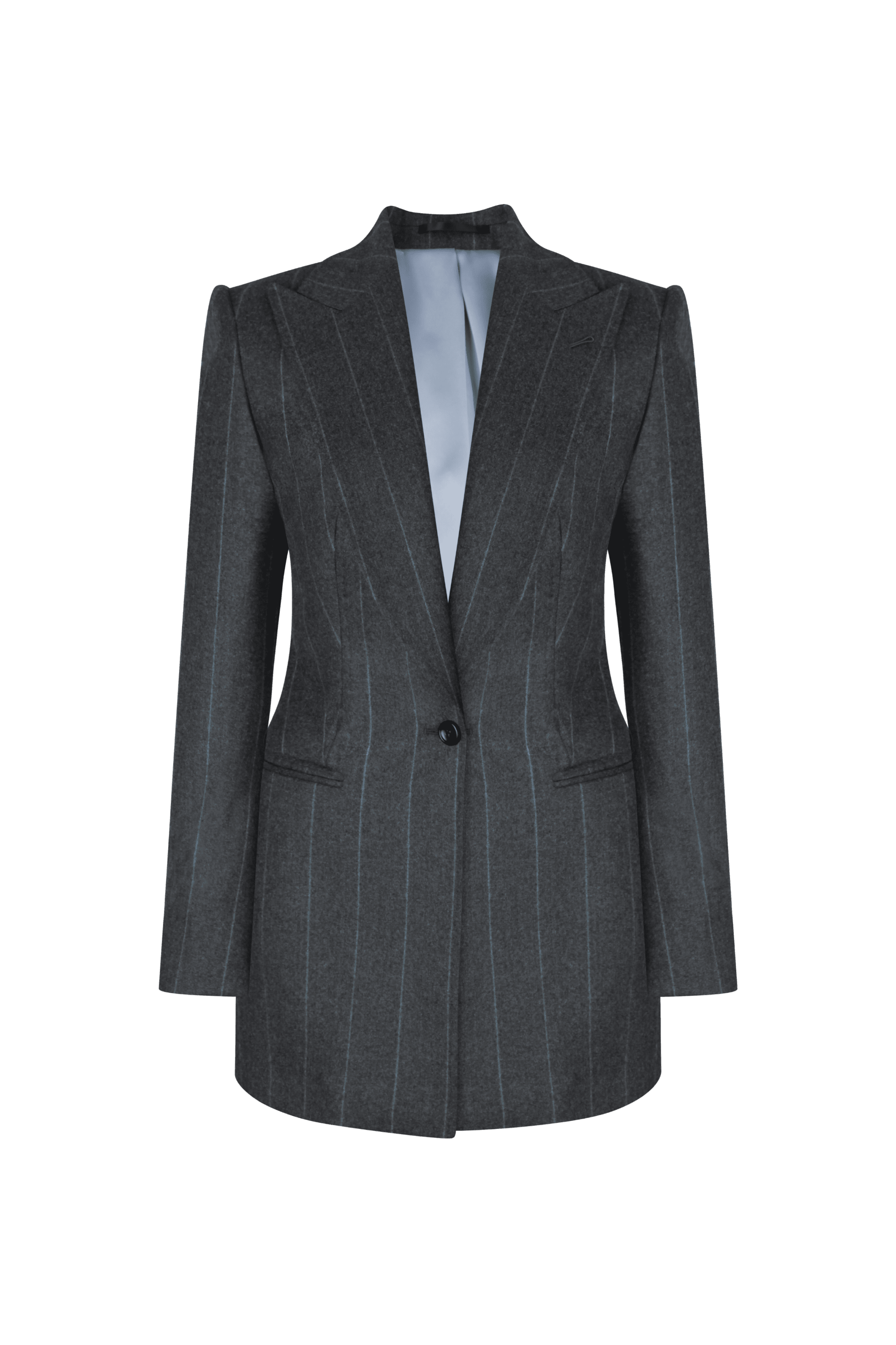 Biella Charcoal & Sky Blue Stripe Flannel Blazer by Knot Standard