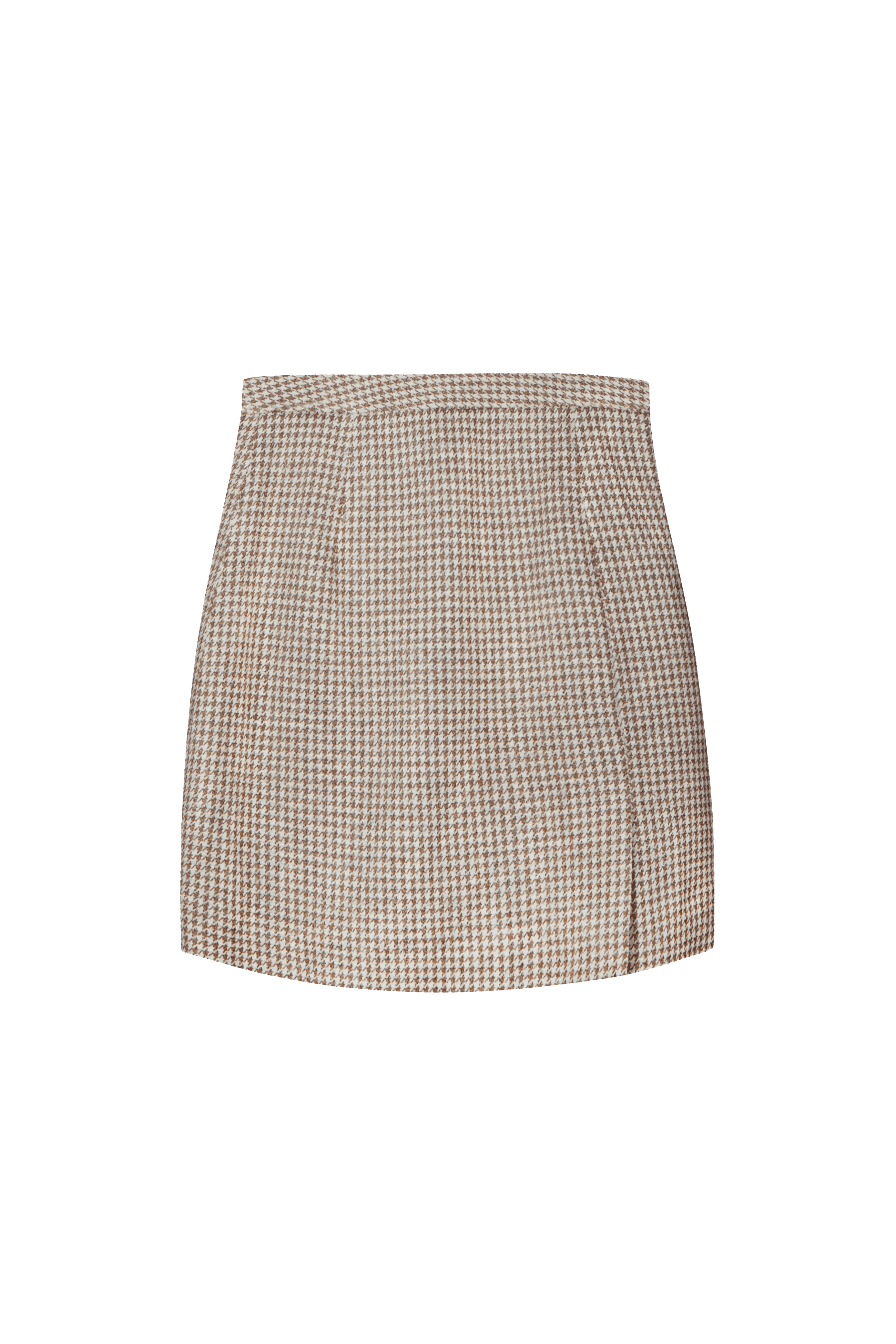 Ariston Tan & Ivory Houndstooth Skirt by Knot Standard