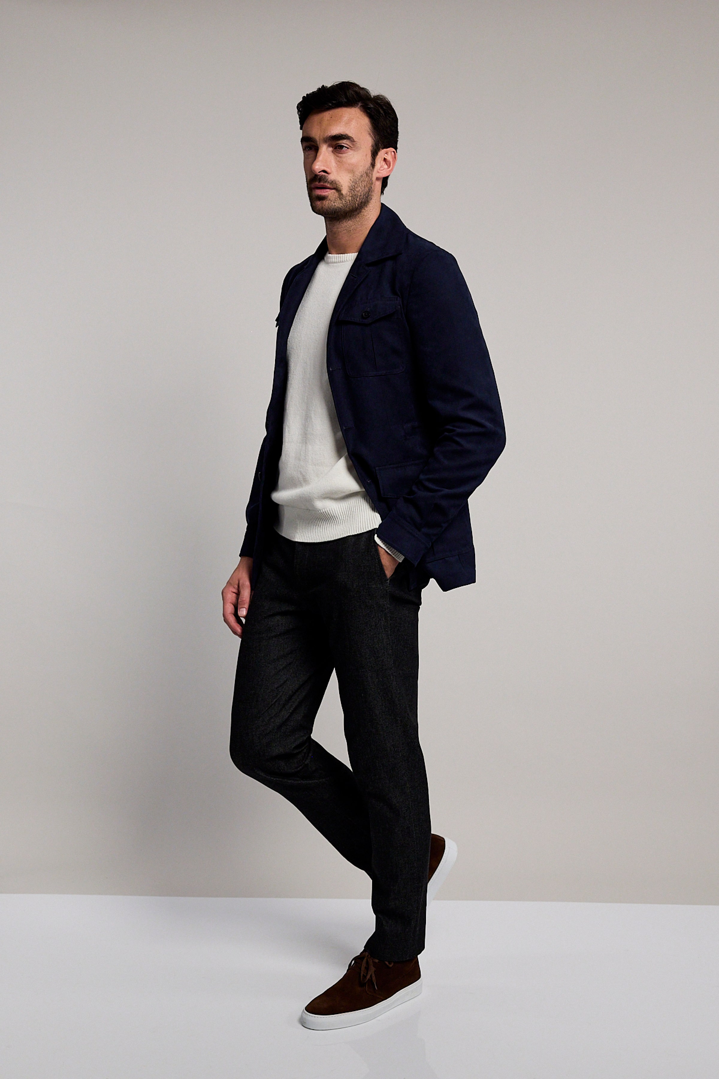 Knot Standard Navy Suede Field Jacket by Knot Standard